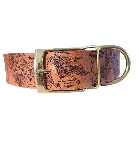 The Map Leather Dog Collar