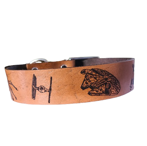 Fly Fighters Leather Dog Collar