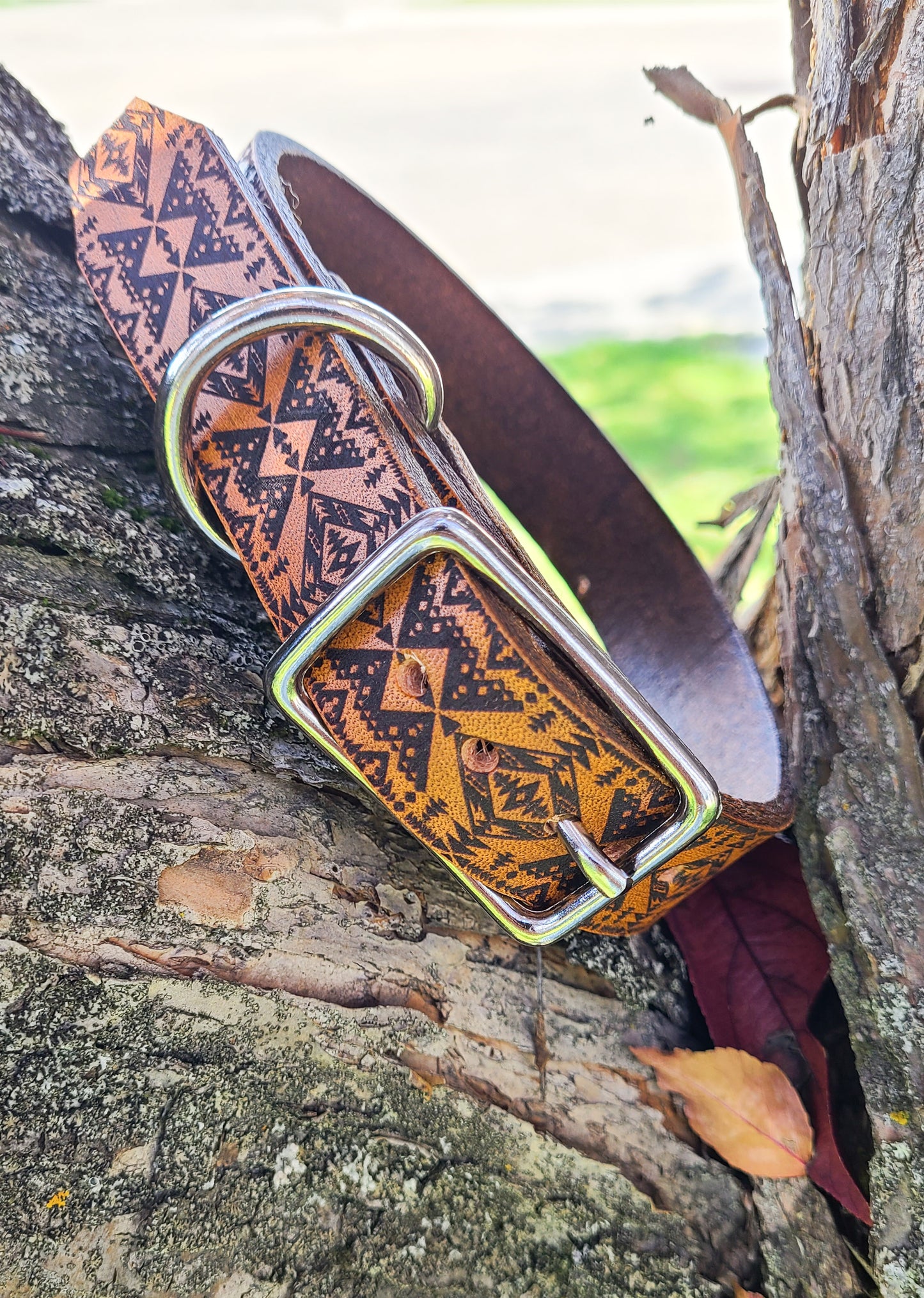 Aztec Wonder- Leather Dog Collar