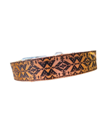 Aztec Wonder- Leather Dog Collar