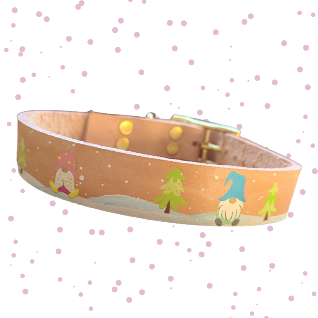 Forest Gnome  - Leather Dog Collar