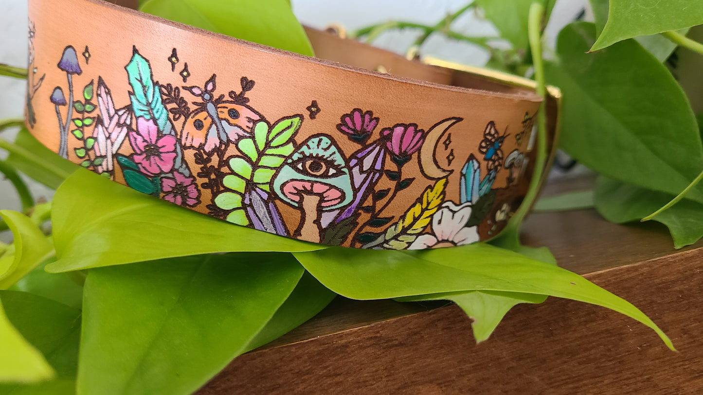 Magic Forest Leather Dog Collar