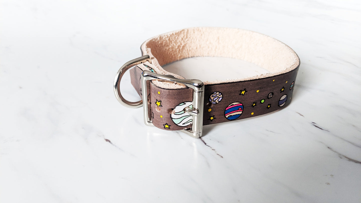 Cosmos - Leather Dog Collar