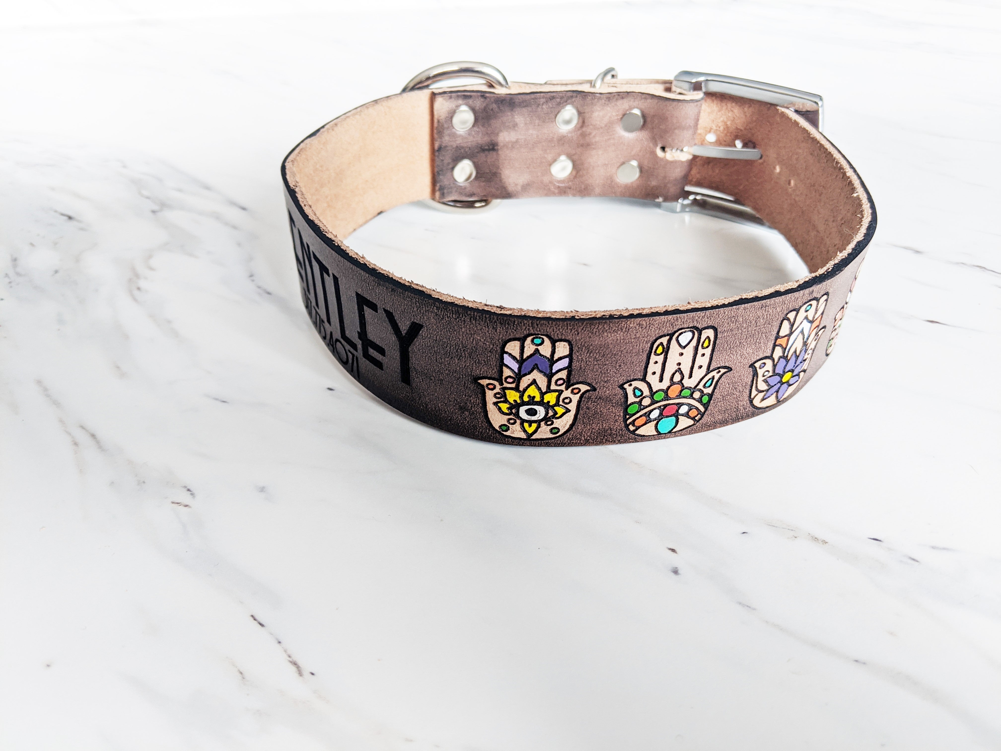 Personalised fashion leather dog collar