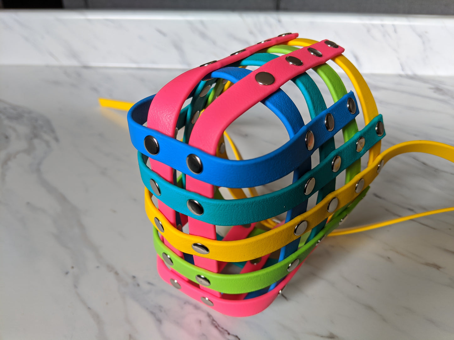 Basket Style Biothane Muzzle - Rainbow Colors - Level Two