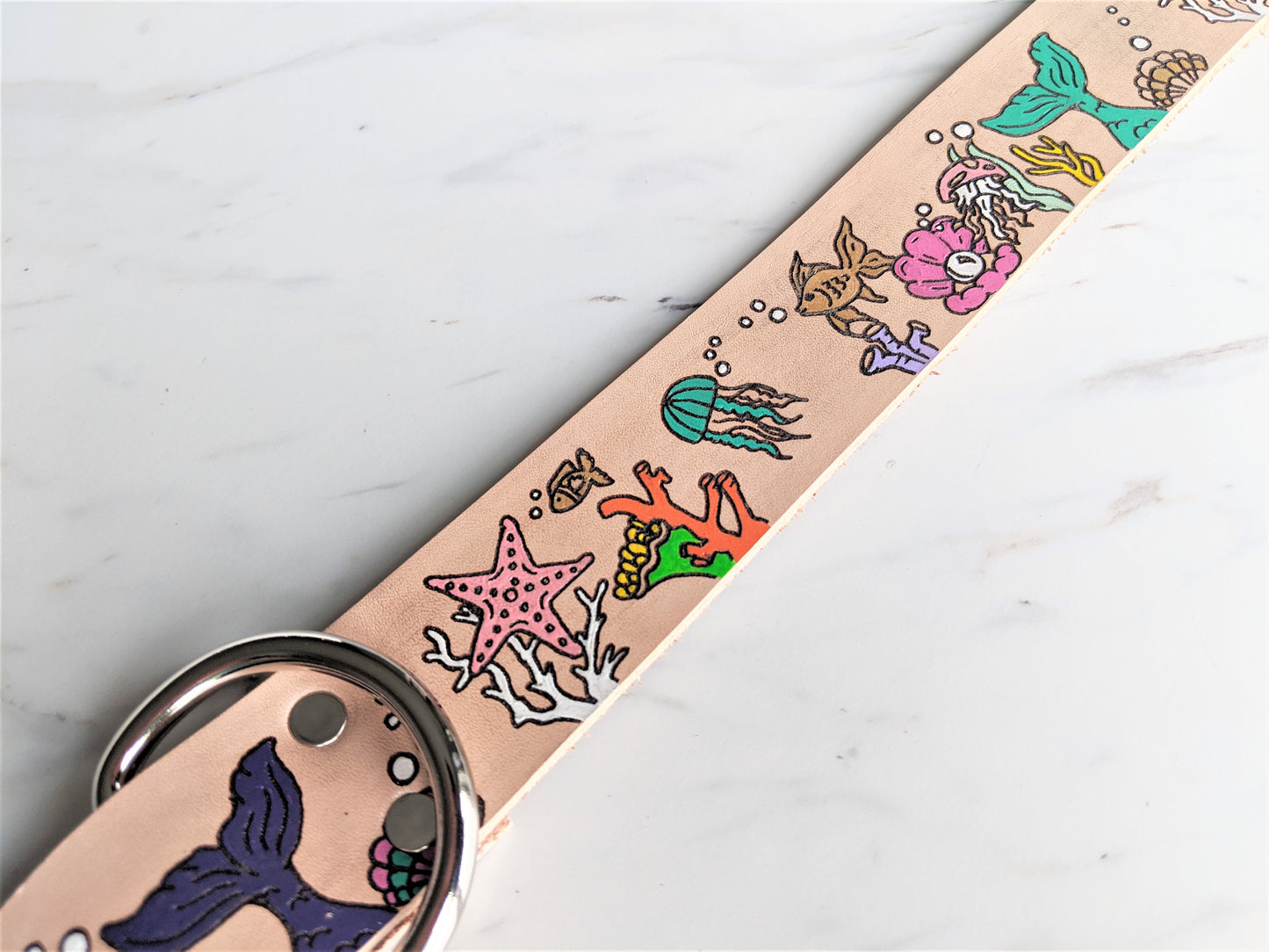 Under The Sea - Leather Dog Collar
