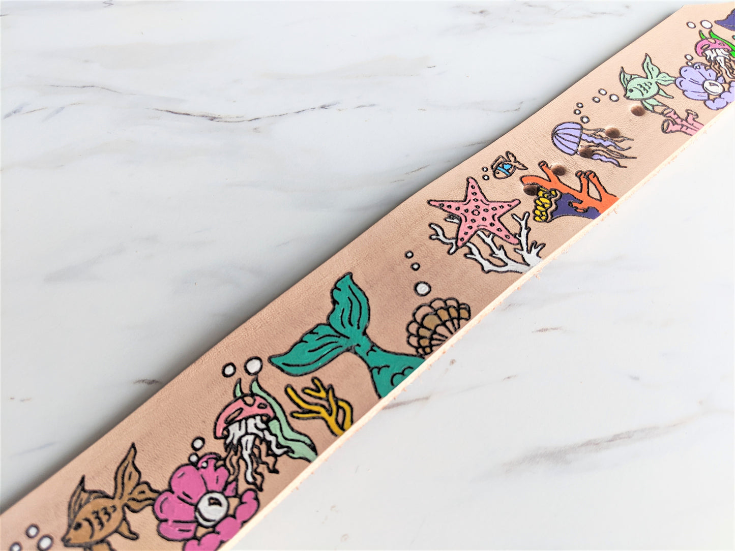 Under The Sea - Leather Dog Collar