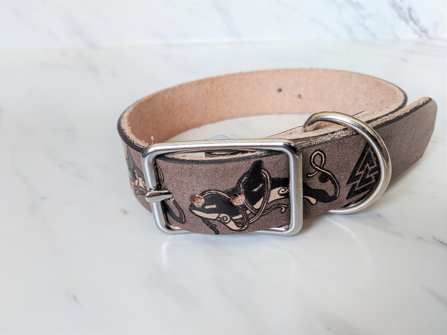 Orca Pod - Leather Dog Collar