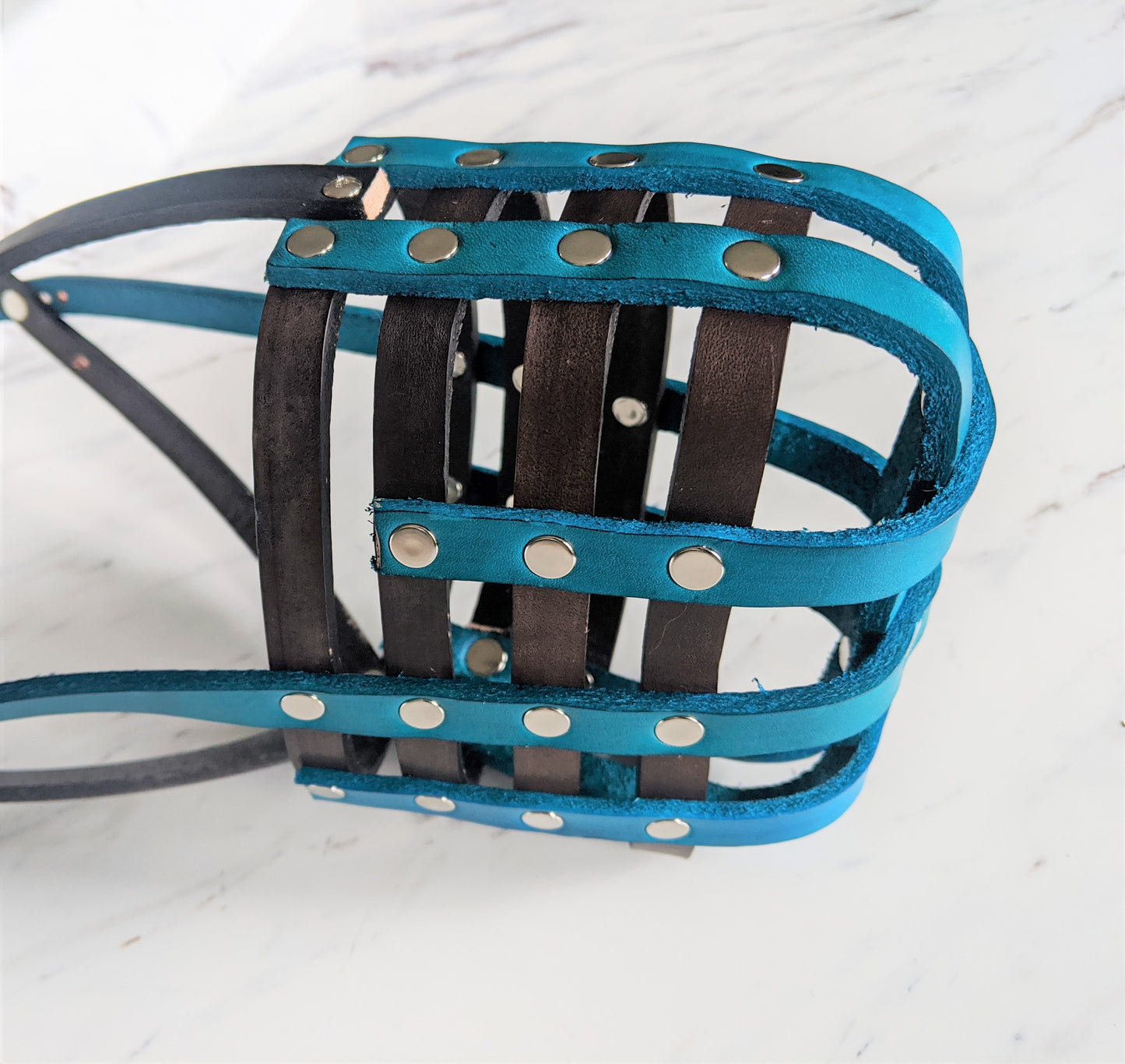Basket Style Leather Muzzle with Forehead Strap - Choose Your Colors - Level One