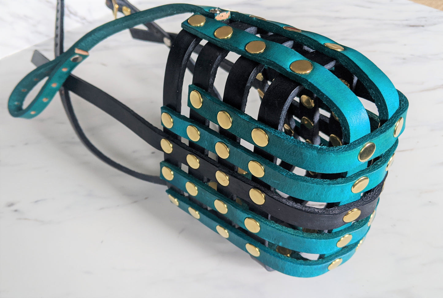 Basket Style Leather Muzzle with Forehead Strap - Choose Your Colors - Level Two