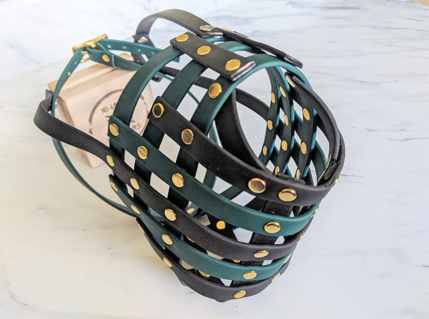 Basket Style Biothane Muzzle with Open Nose plus Forehead strap - Choose your Colors - Level Two
