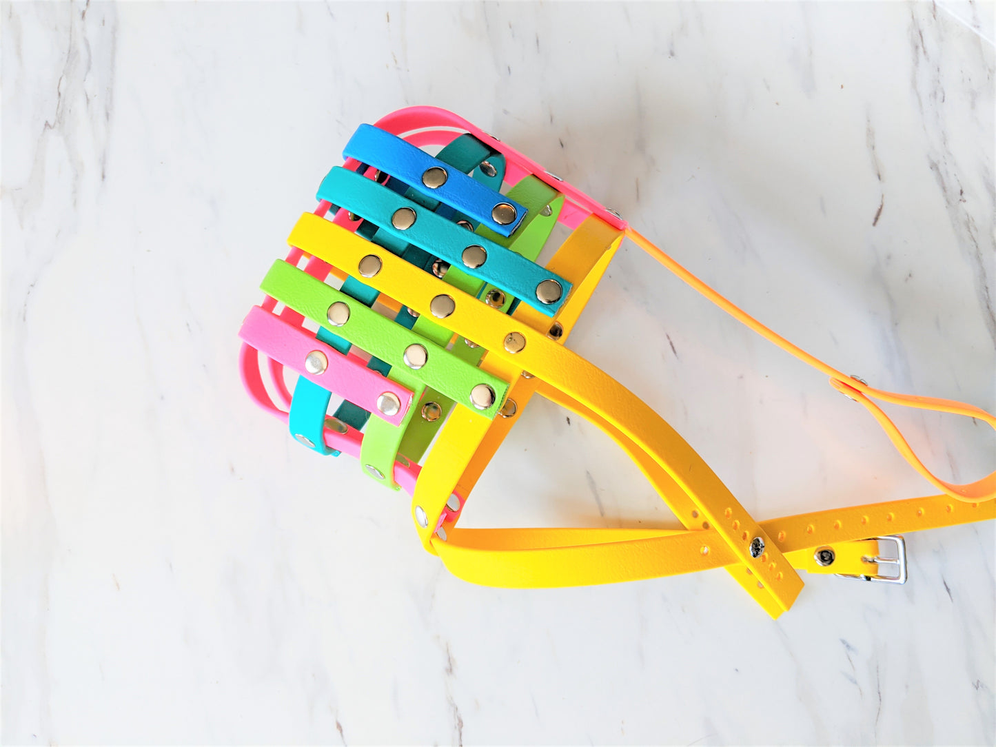 Basket Style Biothane Muzzle with Forehead Strap- Choose your colors- Level Two
