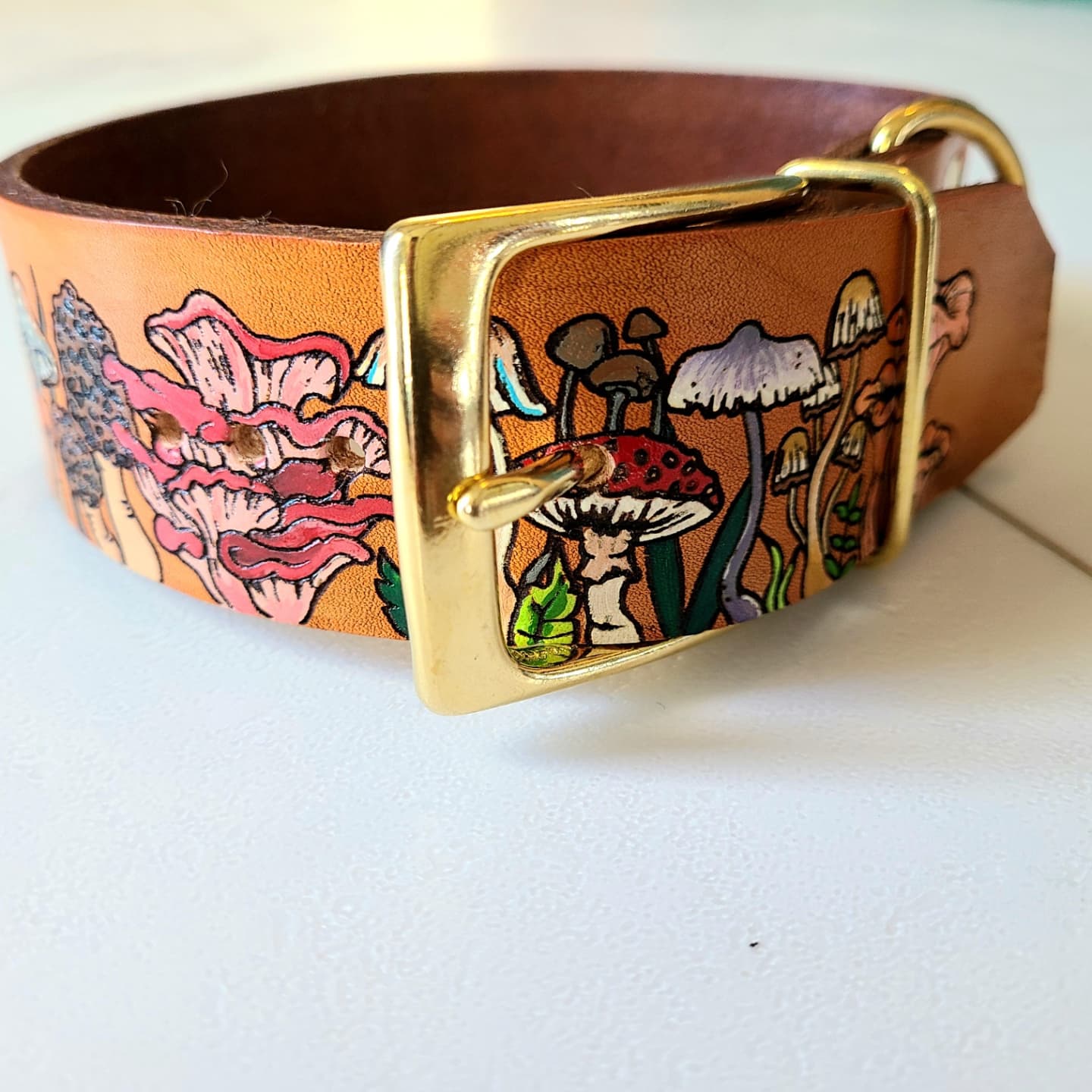 Fungi custom leather Dog Collar