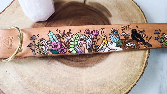 Magic Forest Leather Dog Collar