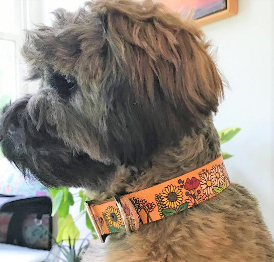 Flower Child - Leather Dog Collar