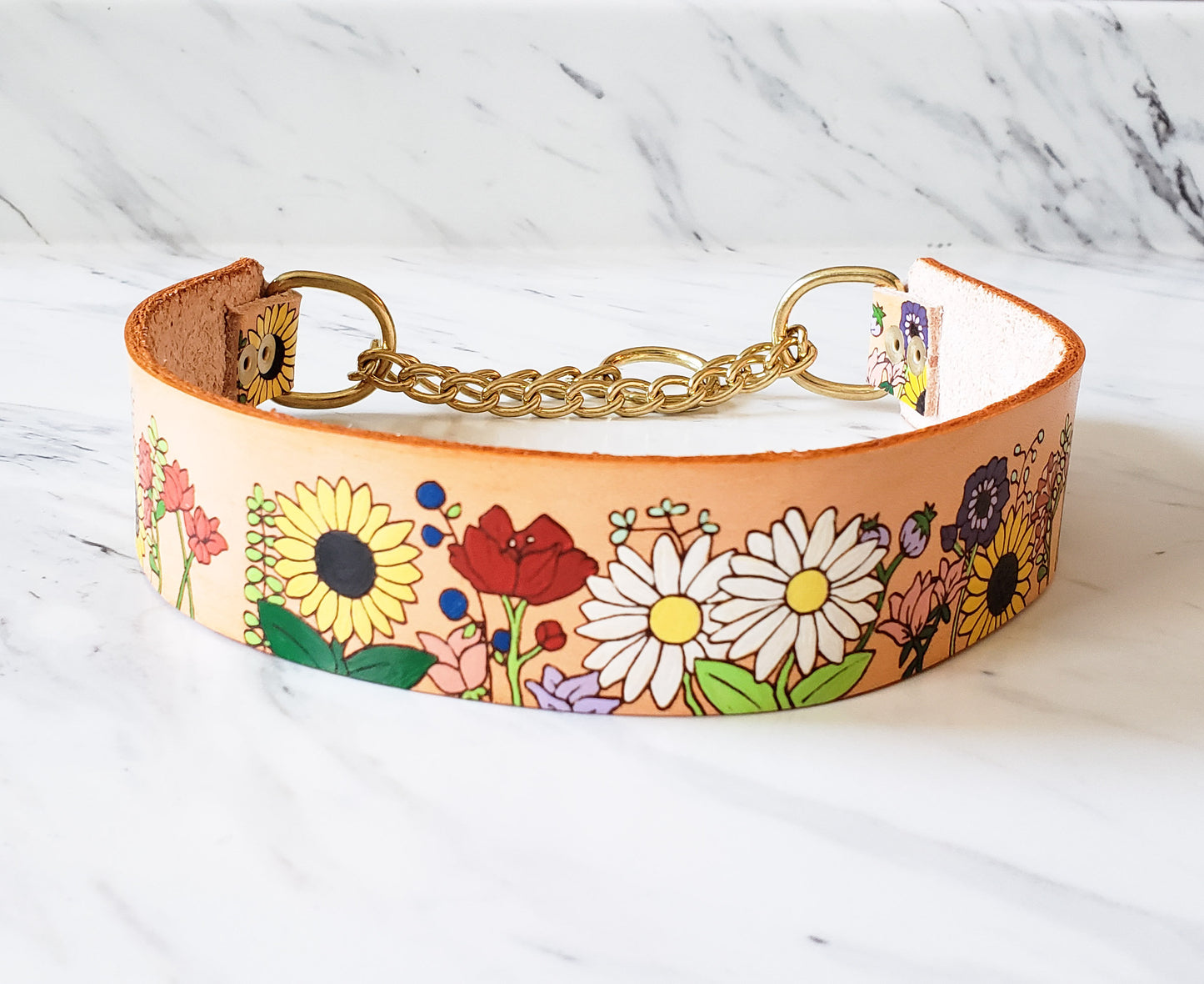 Flower Child - Leather Martingale Collar