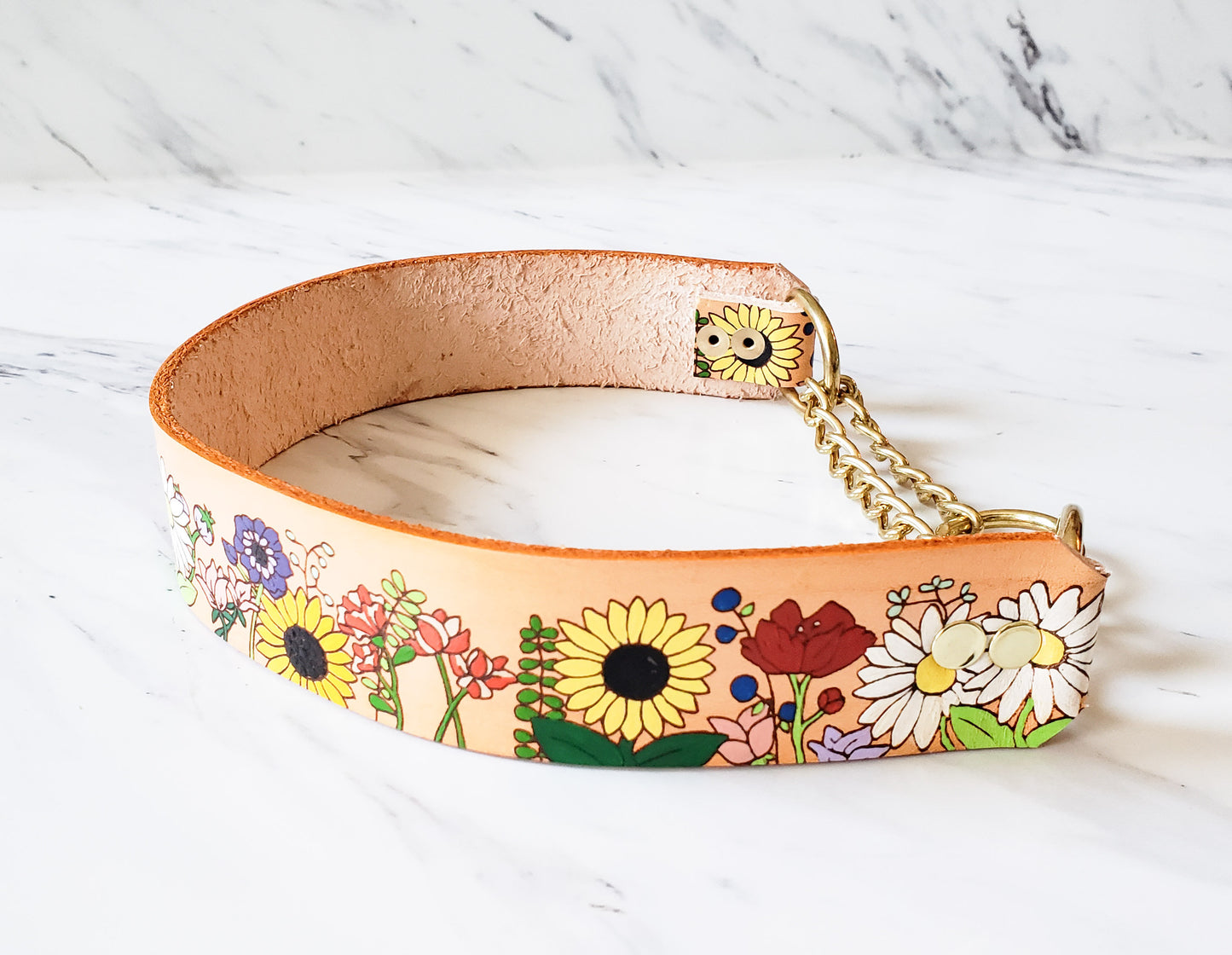 Flower Child - Leather Martingale Collar