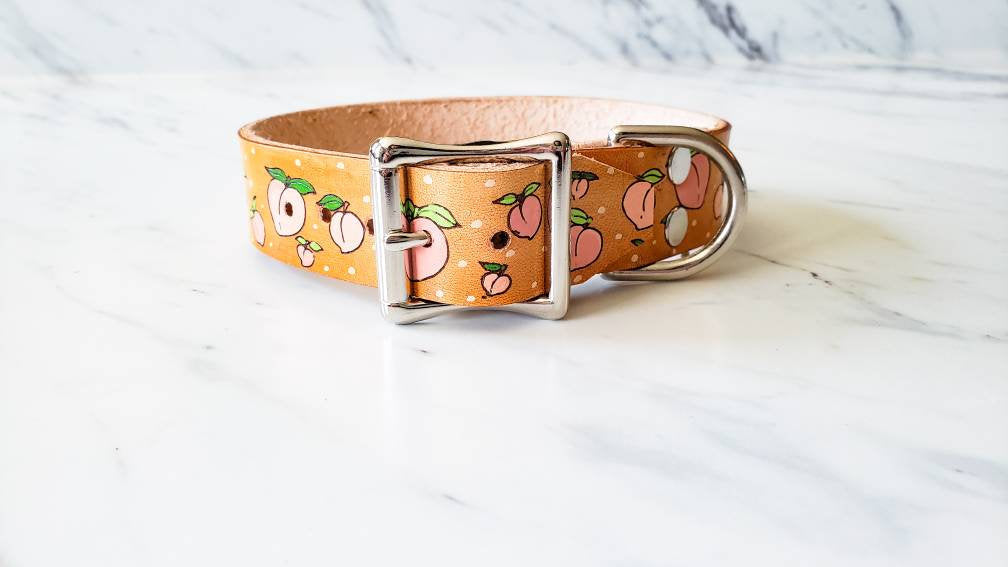 Peachy Keen - Leather Dog Collar