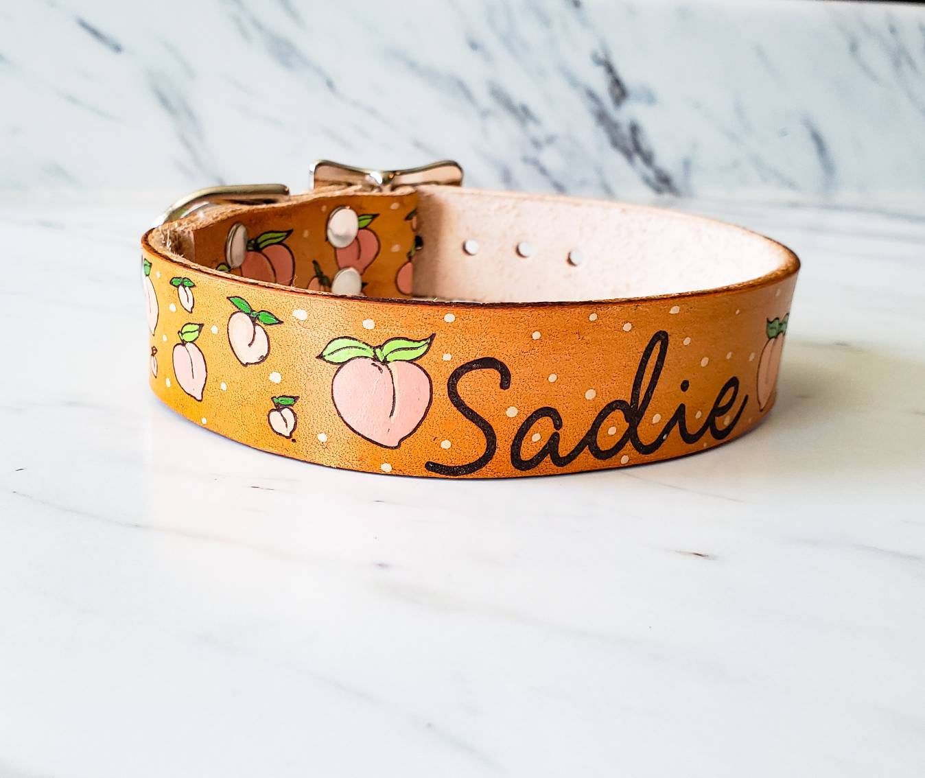 Peachy Keen - Leather Dog Collar