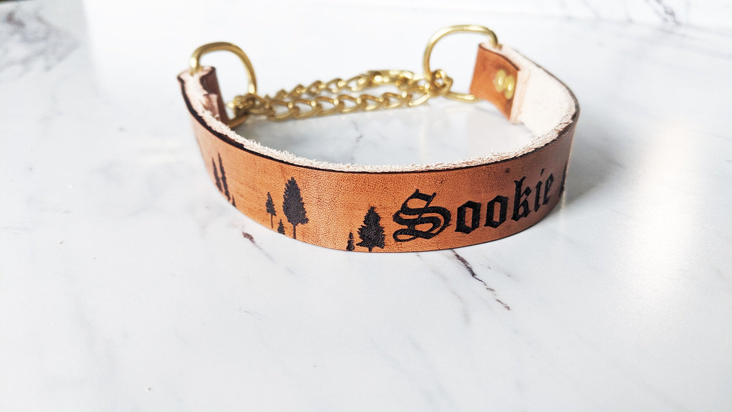Pinaceae Silhouette - Leather Martingale Collar