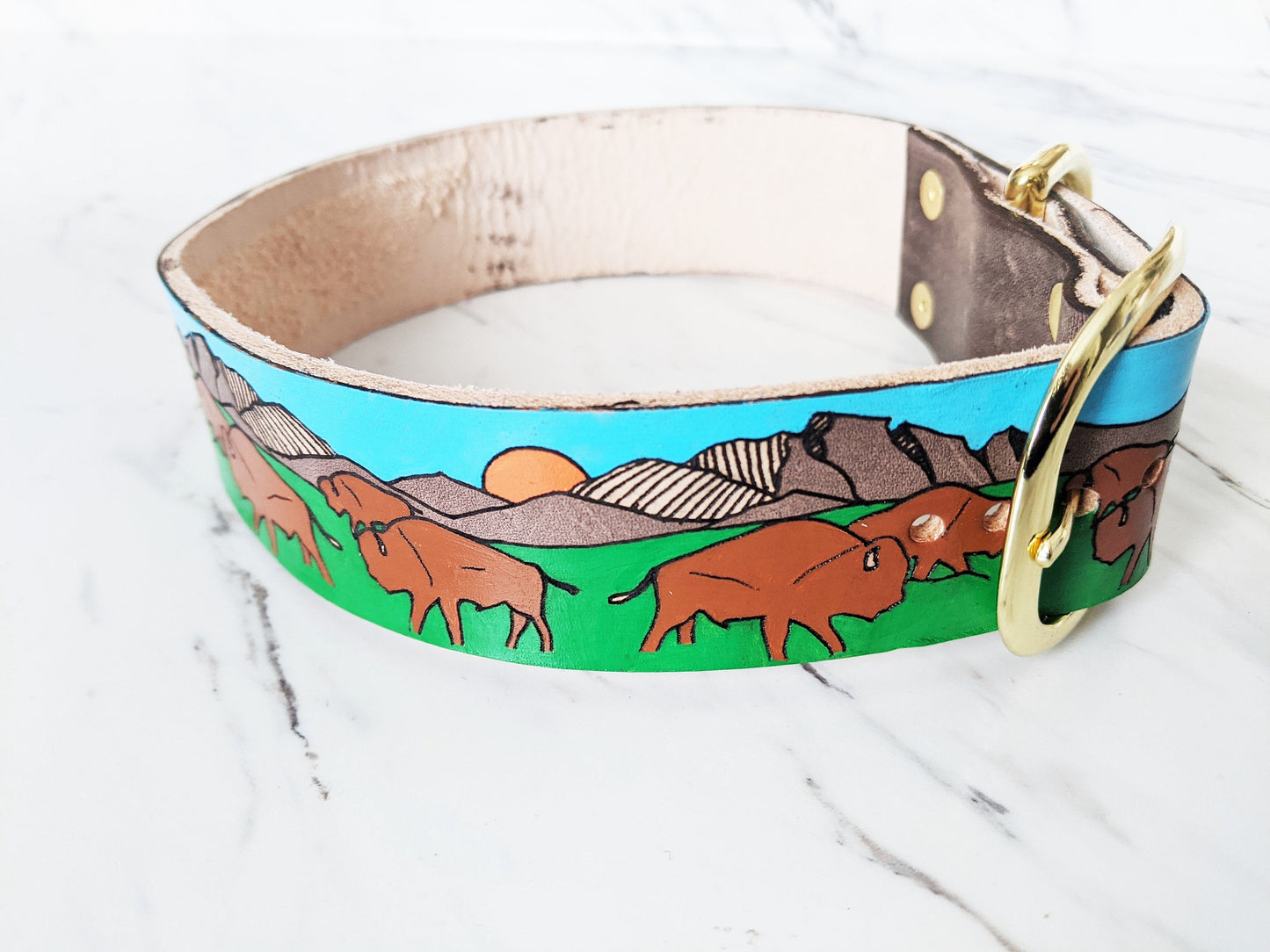 Roaming Buffalo - Leather Dog Collar