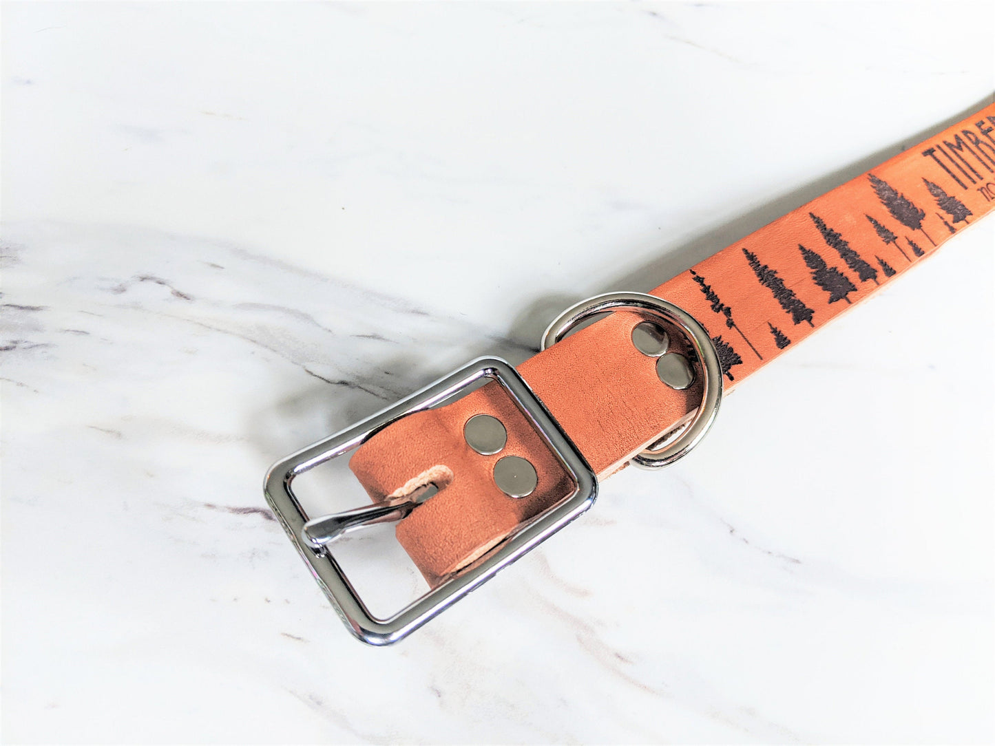 Pinaceae Silhouette - Leather Dog Collar